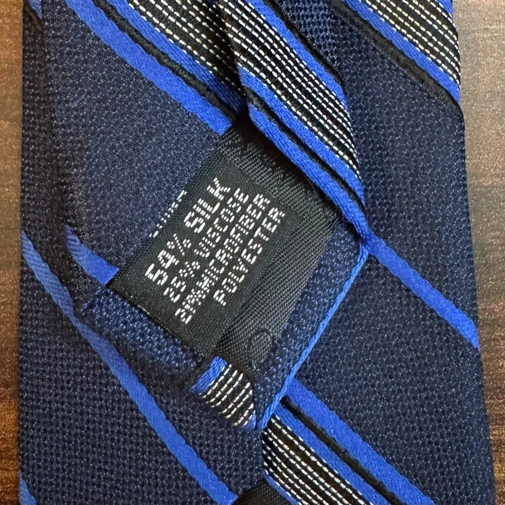 CALVIN KLEIN Blue and Black Striped Tie